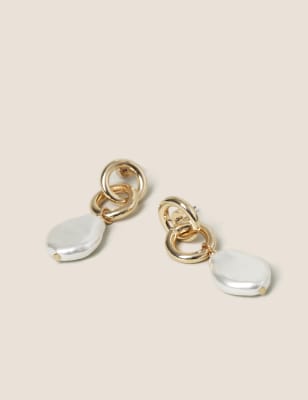 M&S Womens Chain Drop Earrings - Cream, Cream