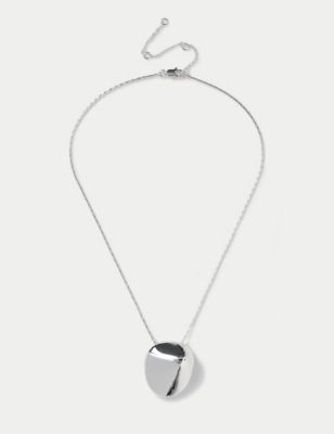 M&S Womens Pebble Pendant Necklace - Silver, Silver