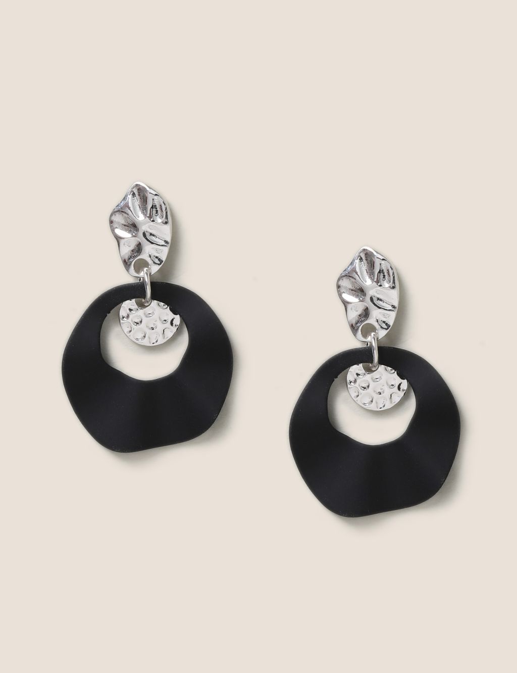 Black Mini Drop Earrings image 1