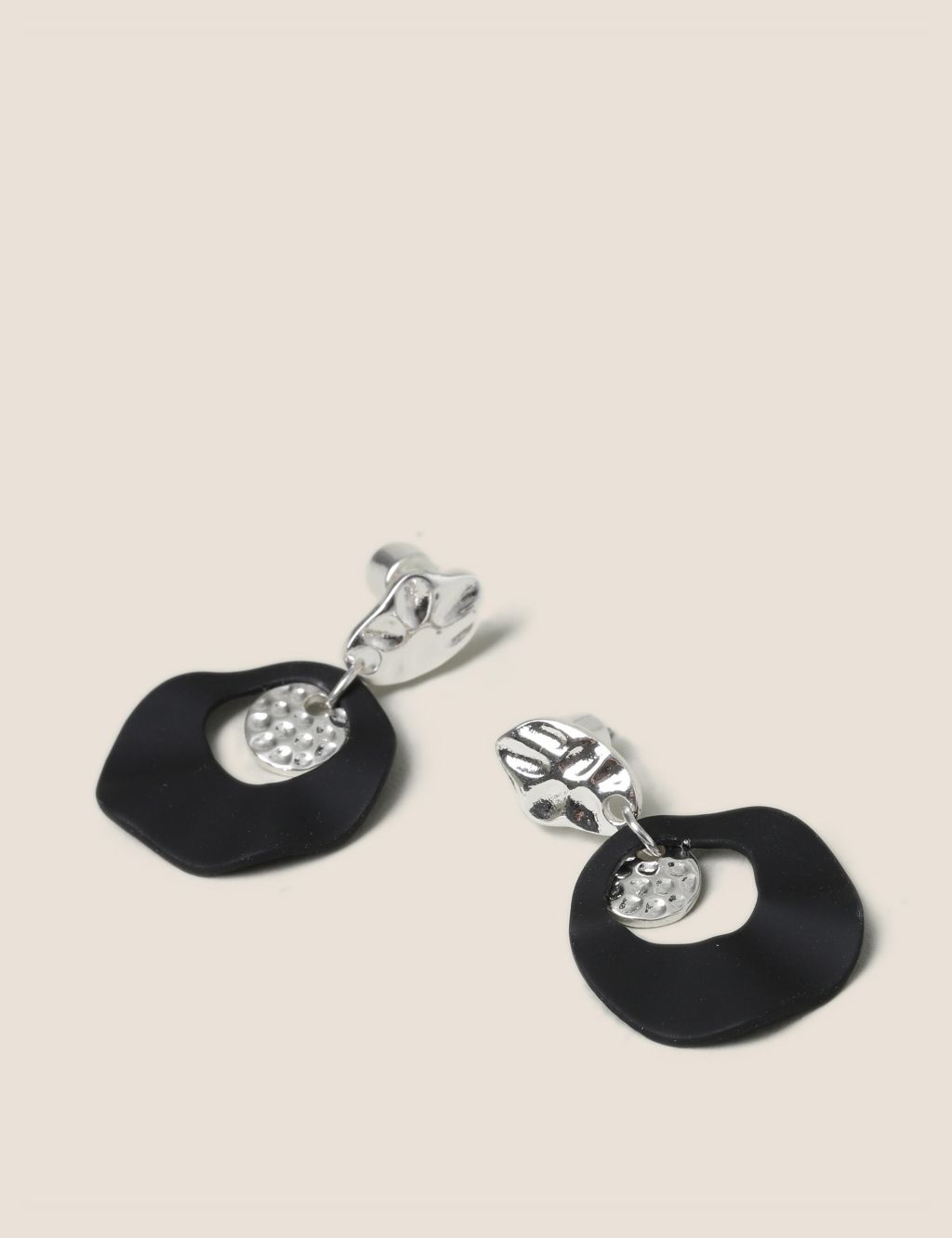 Black Mini Drop Earrings image 2