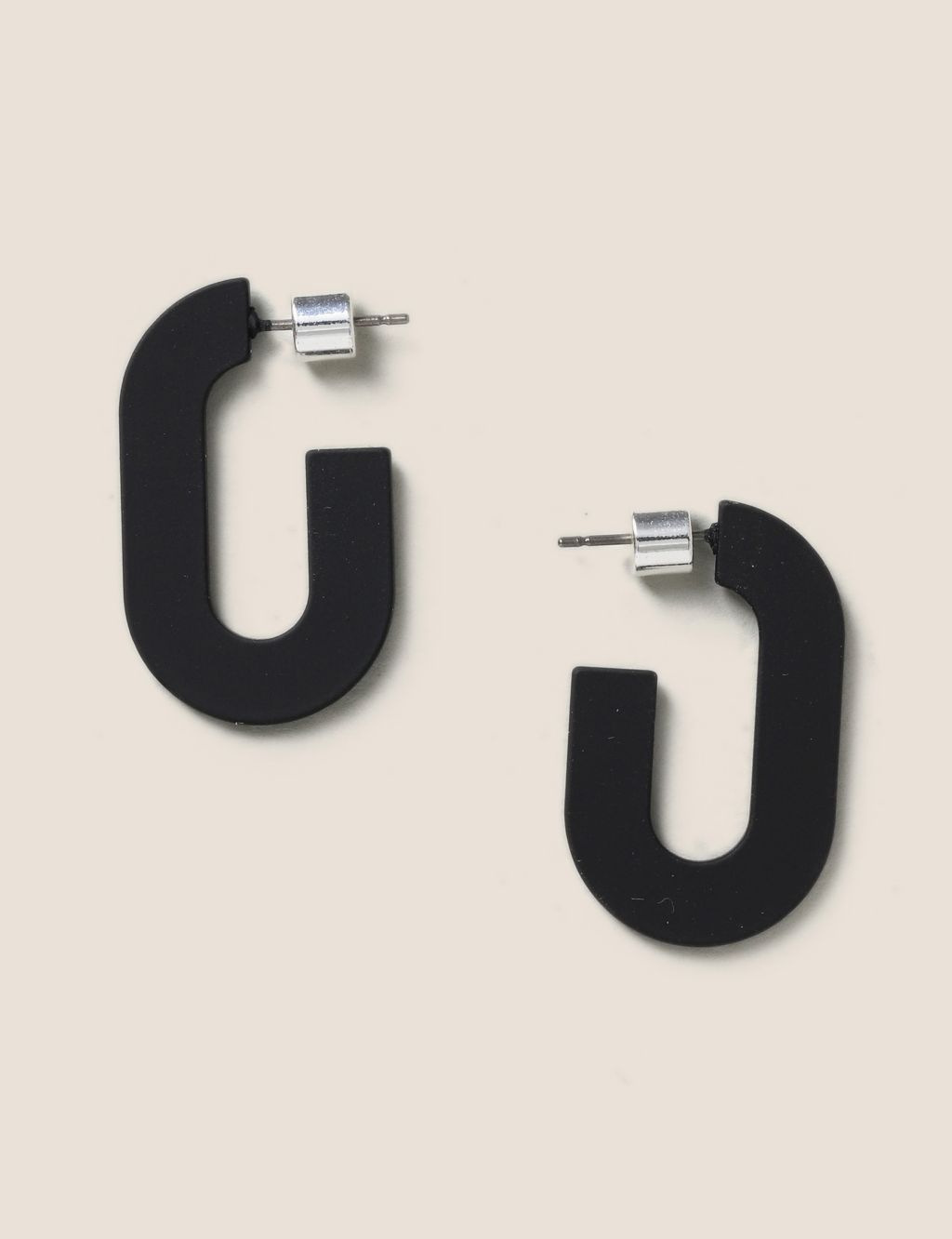 Black Flat Hoop Earrings image 1