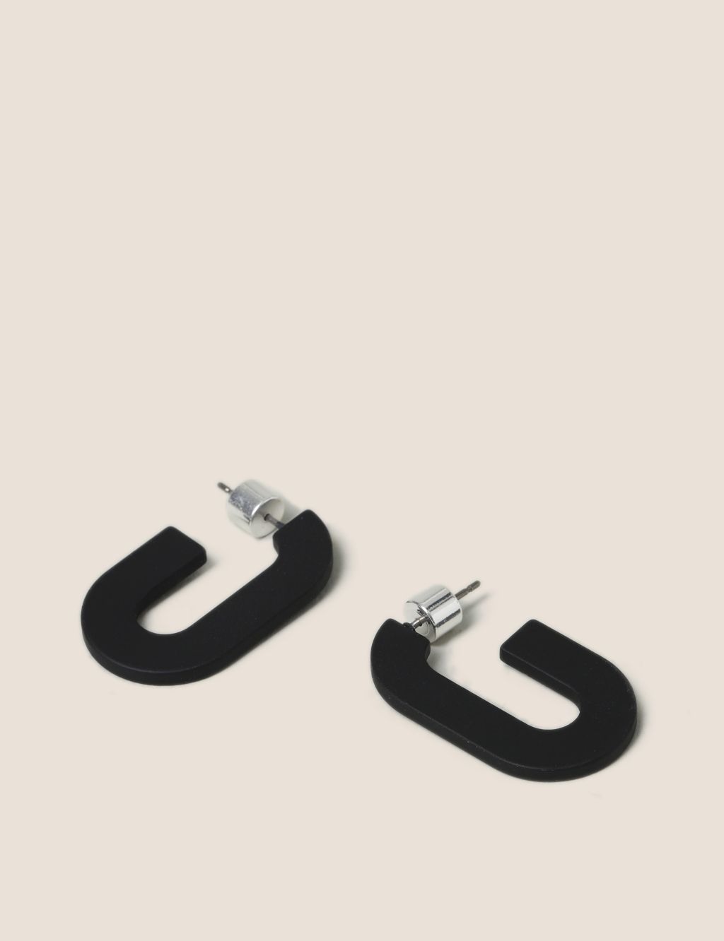 Black Flat Hoop Earrings image 2