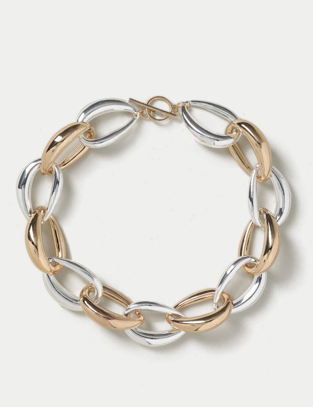 Mixed Metal Oversized Chunky Link Necklace