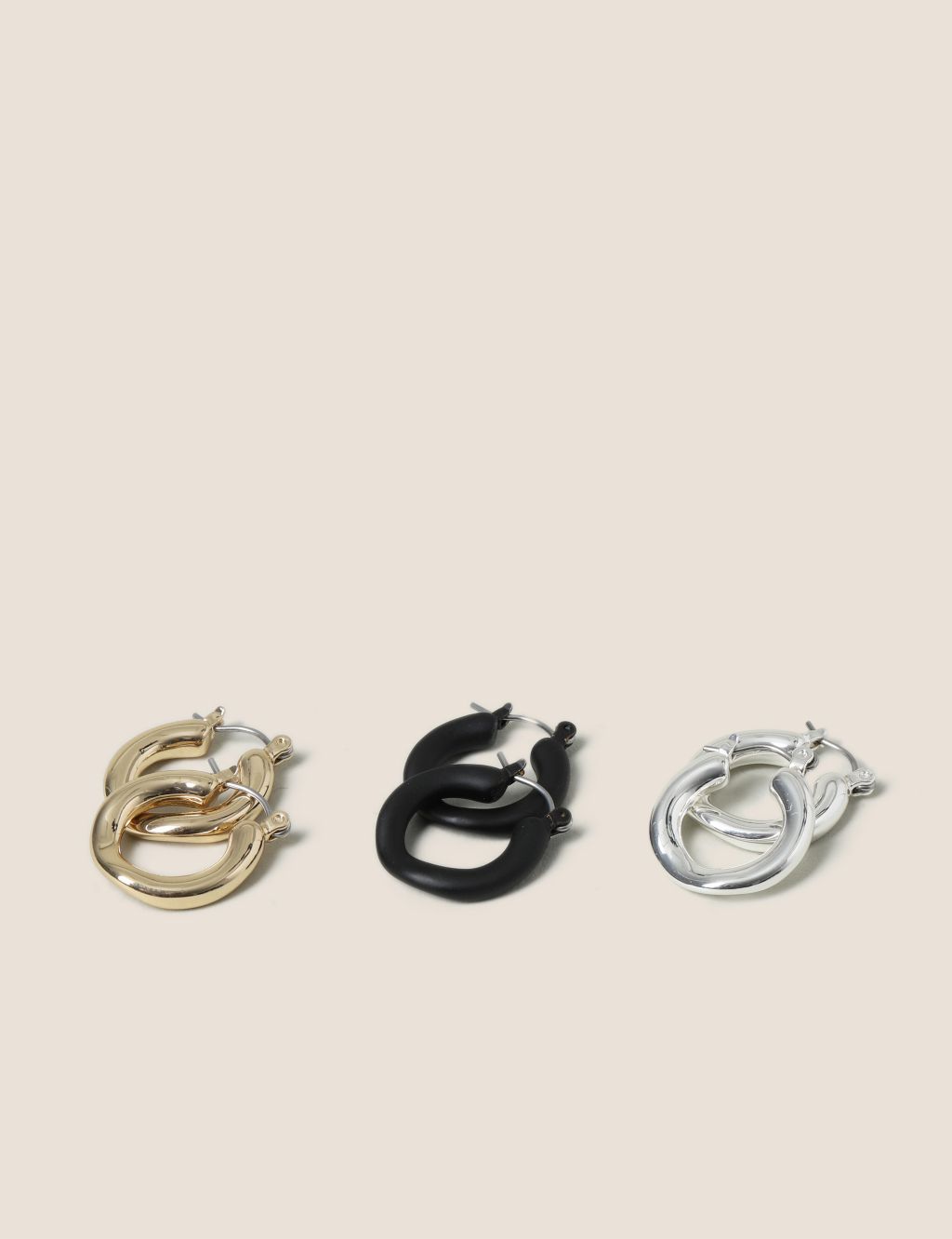 3 Pack Coated Hoop Earrings image 2