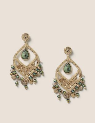 Womens Per Una Semi Precious Chandelier Earrings - Gold, Gold