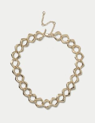 Womens Autograph Diamond Shape Chunky Chain Necklace - Gold, Gold