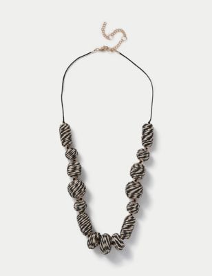 M&S Womens Mono Bead Threaded Necklace - Black Mix, Black Mix