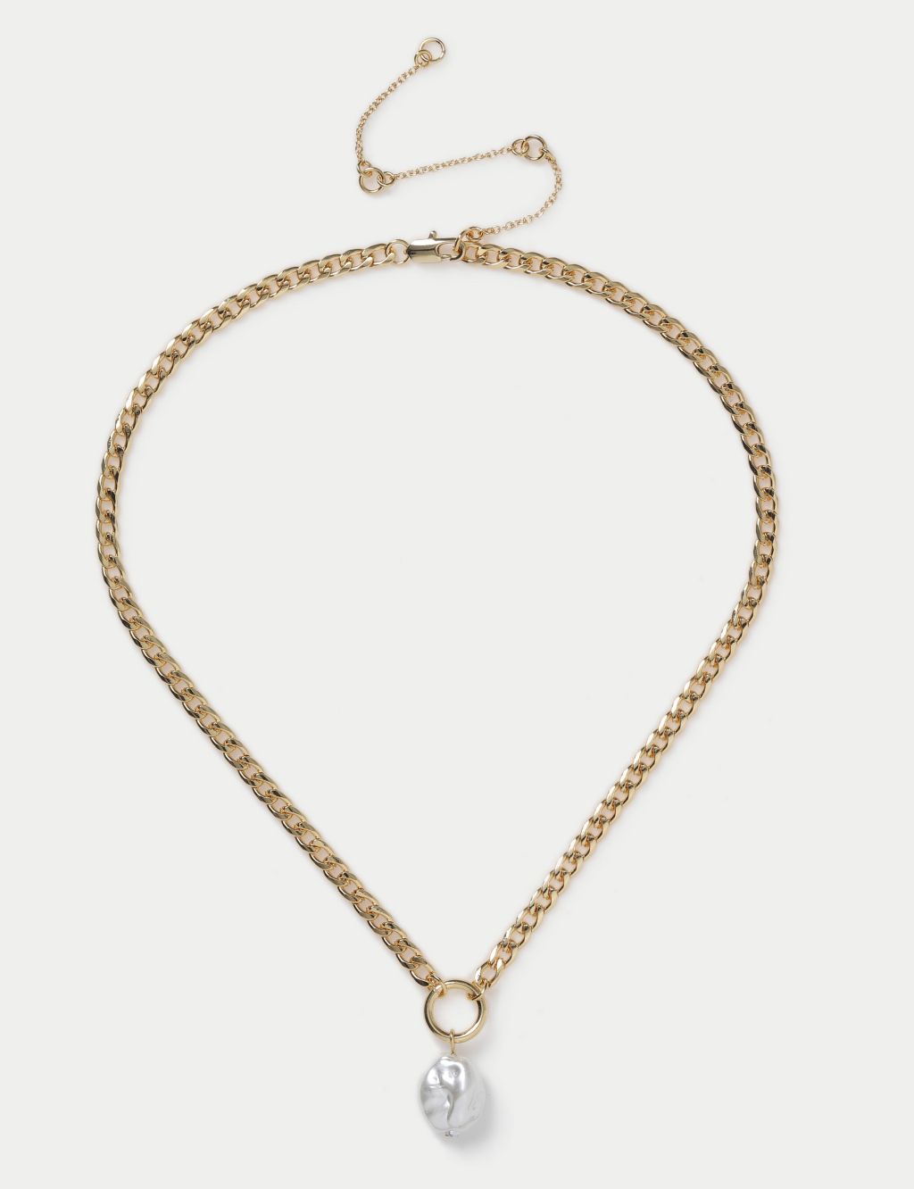 Gold Plated Fresh Water Pearl Chain Necklace