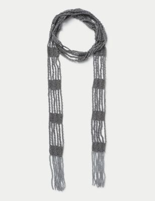 M&S Womens Knitted Scarf Necklace - Grey, Grey