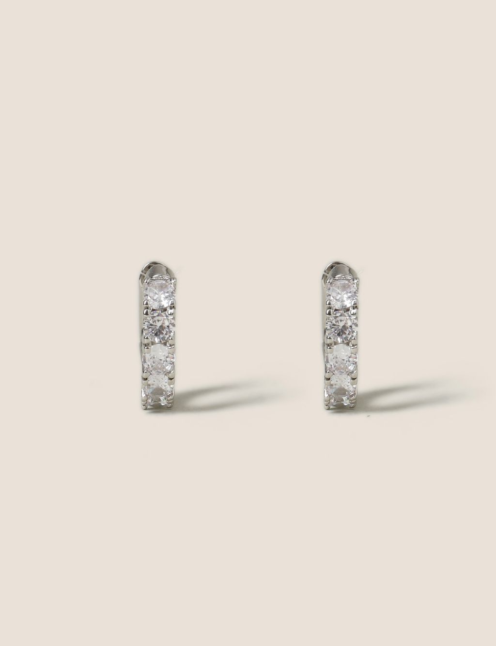 Platinum Stone Hoop Earrings image 1