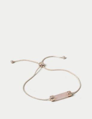 M&S Womens Rose Quartz Necklace - Pink, Pink