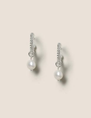 M&S Womens Silver Plated Drop Earrings, Silver