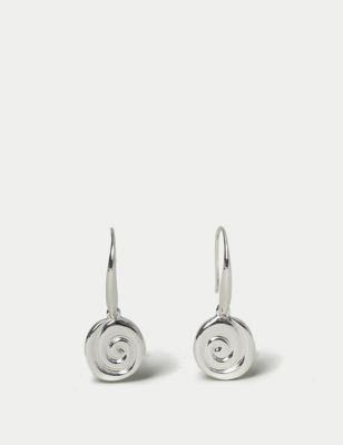 M&S Womens Silver Swirl Drop Earrings, Silver