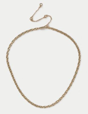 M&S Women's 14ct Gold Plated Detail Chain, Gold