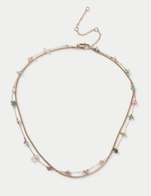 Women's Per Una Gold Tone Multi Bead Necklace, Gold