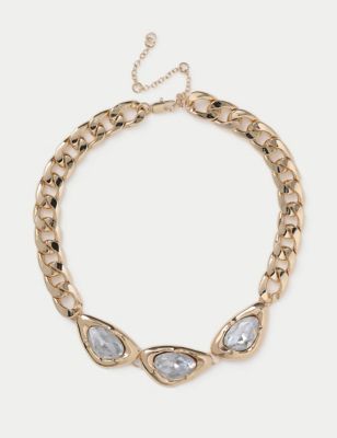 M&S Womens Gold Tone Statement Chain Necklace, Gold