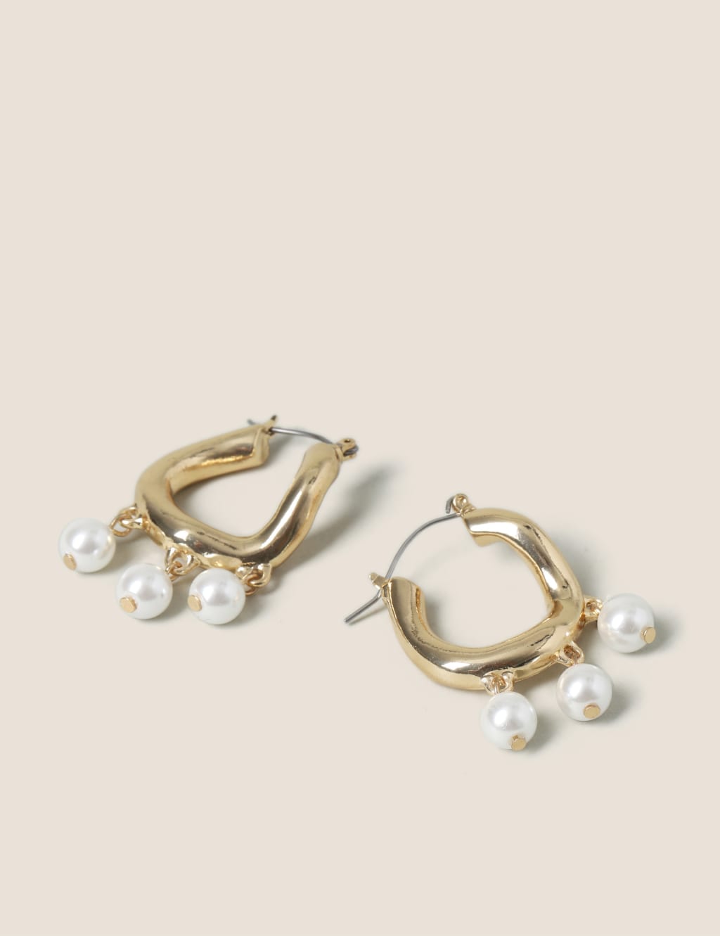 Gold Pearl Hoop Earrings image 2