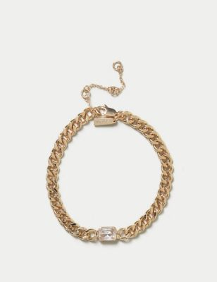 M&S Womens Gold CZ Chain Bracelet, Gold
