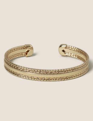 M&S Womens Engraved Etched Bangle - Gold, Gold