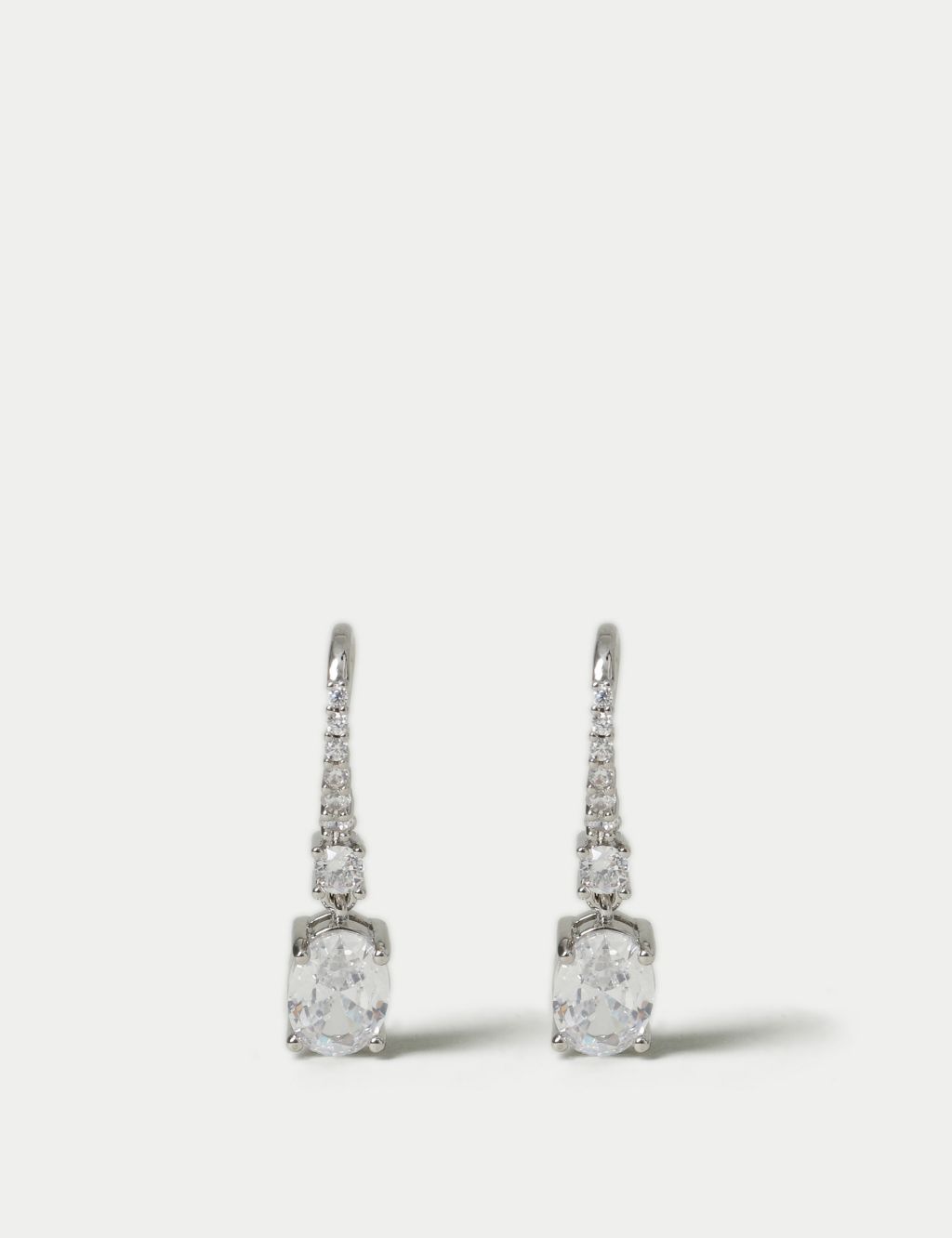Platinum Plated Cubic Zirconia Drop Earrings