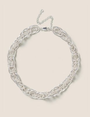 M&S Womens Silver Chain Necklace, Silver