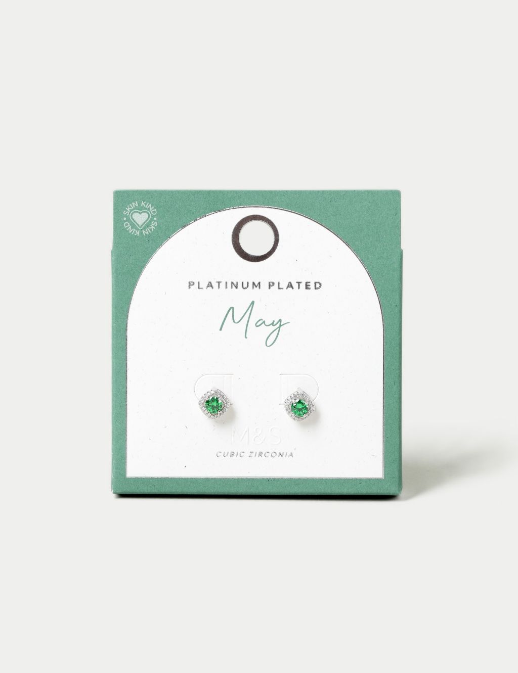 Platinum Plated Cubic Zirconia May Birthstone Stud Earring