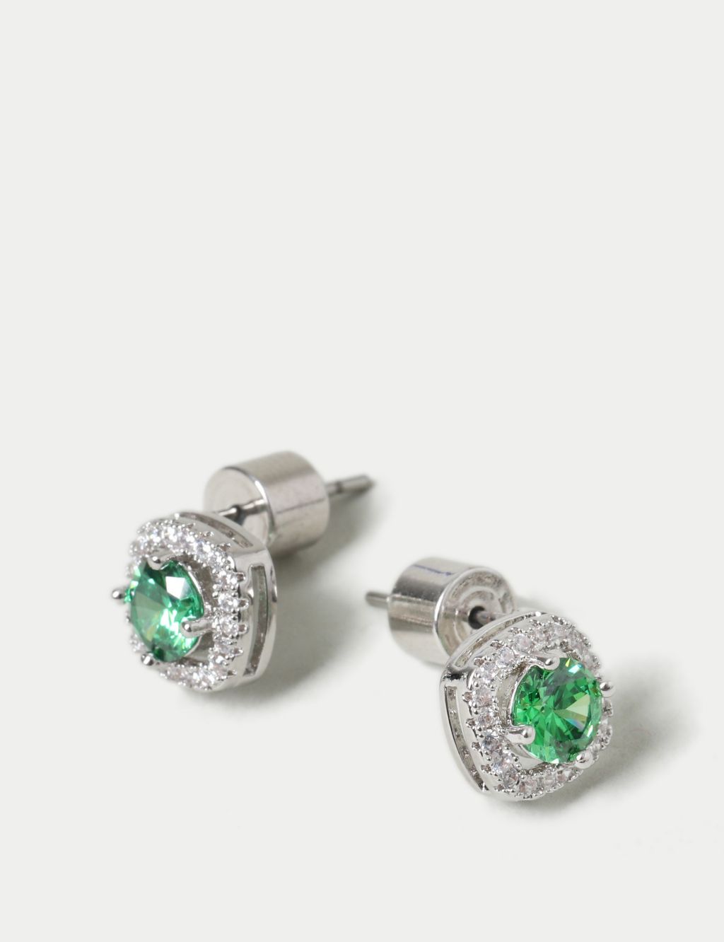 Platinum Plated Cubic Zirconia May Birthstone Stud Earring image 2
