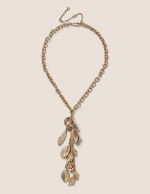 M&S Women's Gold Flower Chain Necklace, Gold