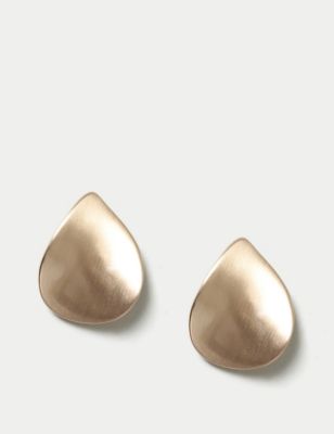 M&S Women's Gold Tone Brushed Stud Earring, Gold