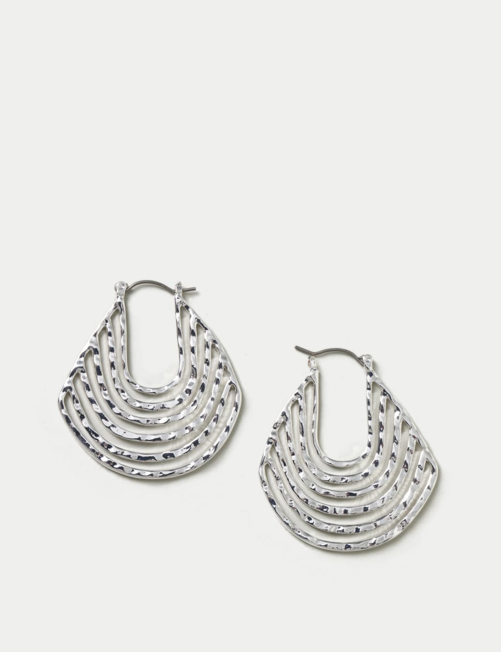 SIlver Tone Organic Hoop Earrings