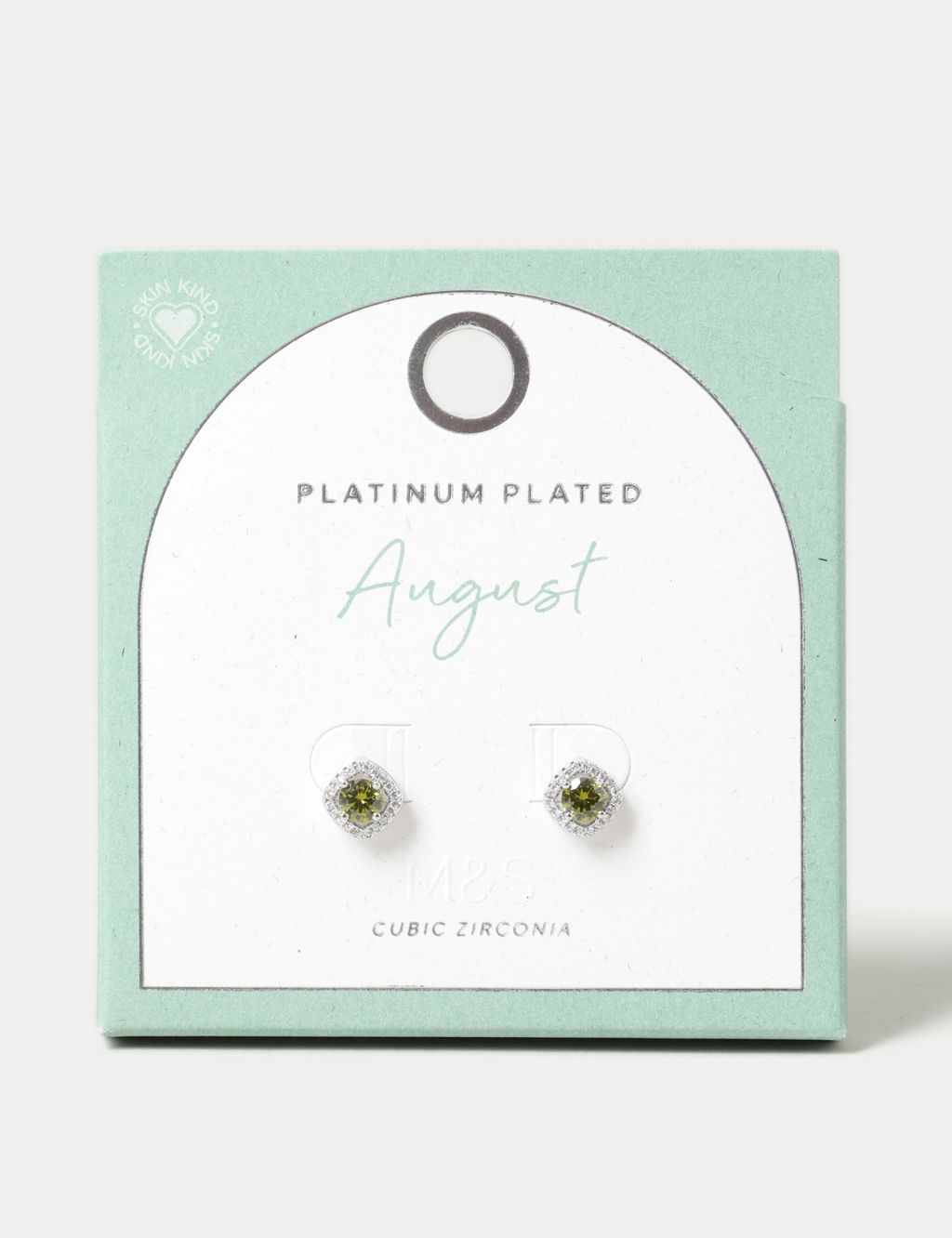 Platinum Plated Cubic Zirconia August Birthstone Stud Earring
