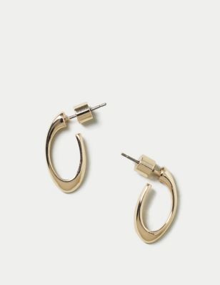M&S Womens Oval Mini Hoop Earrings - Gold, Gold