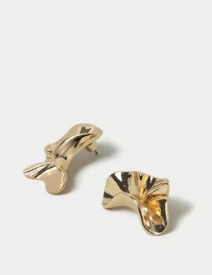 M&S Womens Organic Oversized Stud Earrings - Gold, Gold