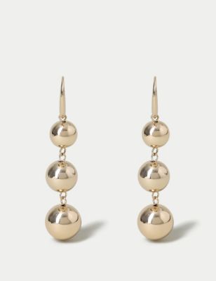 M&S Womens Gold Graduated Ball Drop Earrings, Gold