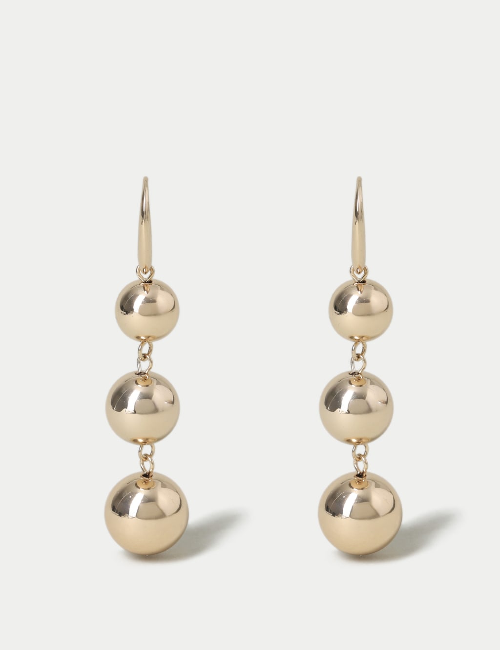 Gold Graduated Ball Drop Earrings