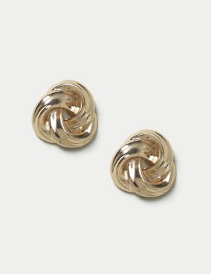 M&S Womens Oversized Swirl Stud Earrings - Gold, Gold
