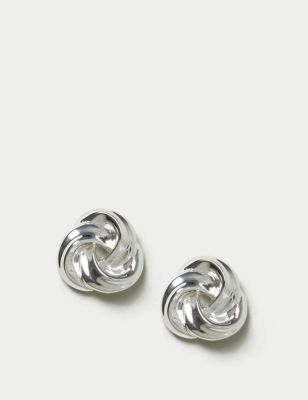M&S Womens Oversized Swirl Stud Earrings - Silver, Silver