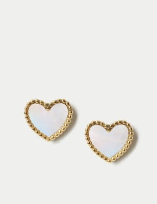 Women's Autograph Mini Heart Stud Earrings - White, White,Black