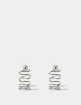 M&S Womens Silver Wiggle Hoops, Silver