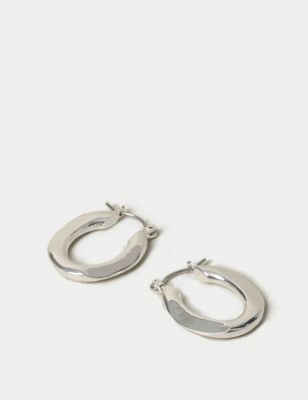 M&S Women's Silver Tone Small Hoop Earrings, Silver