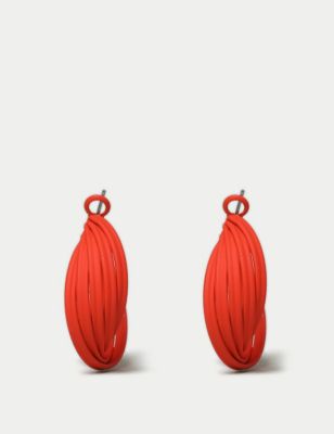 M&S Womens Powdercoat Hoop Earrings - Red, Red
