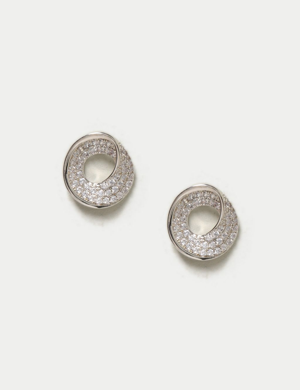 Platinum Plated Cubic Zirconia Stud Earrings