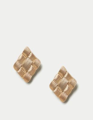 M&S Womens Diamond Shape Studs Earrings - Gold, Gold