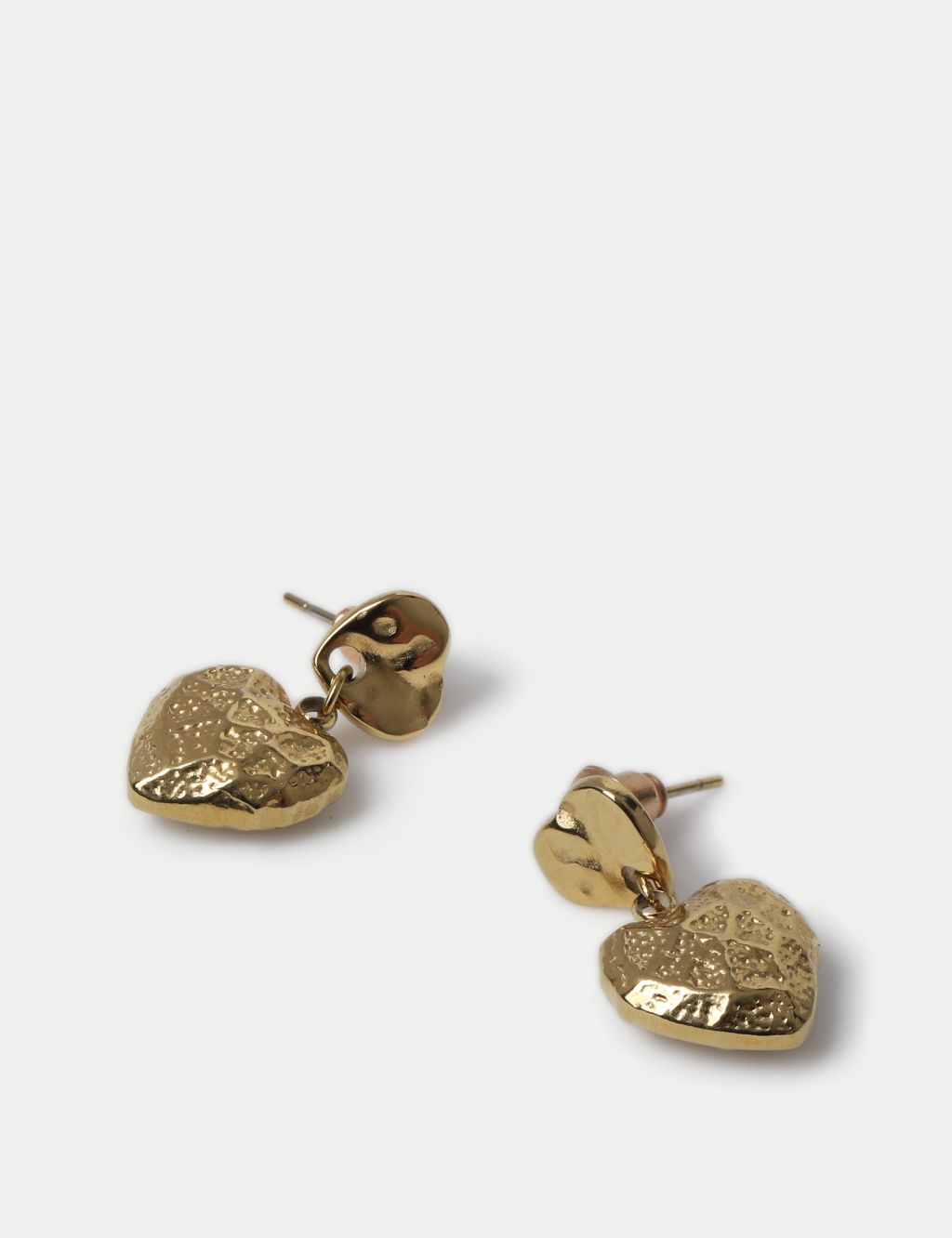 Gold Plated Molten Heart Stud Earrings