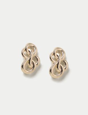 M&S Women's Gold Woven Link Oversized Studs, Gold