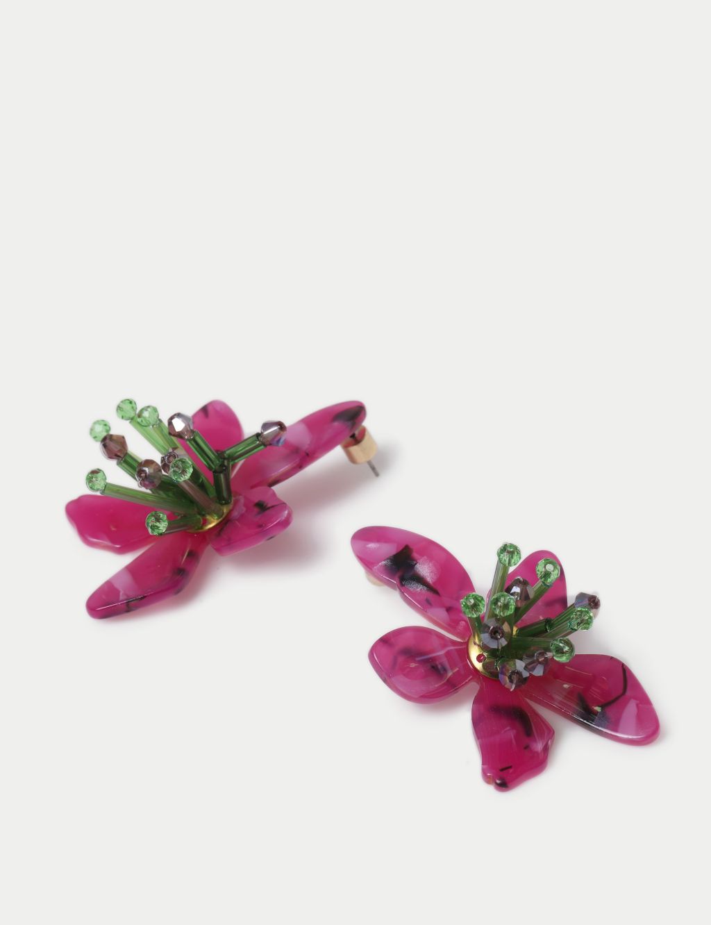 Pink Resin Flower Oversized Stud Earring