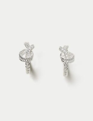 M&S Women's Knot Small Hoop Earring - Silver, Silver