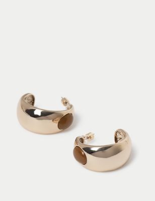 M&S Women's Gold Stone Set Hoop Earrings, Gold