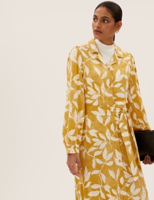 

Womens M&S Collection Palm Print Tie Front Maxi Shirt Dress - Yellow Mix, Yellow Mix