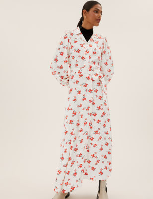 

Womens M&S Collection Floral Maxi Shirt Dress - Cream Mix, Cream Mix